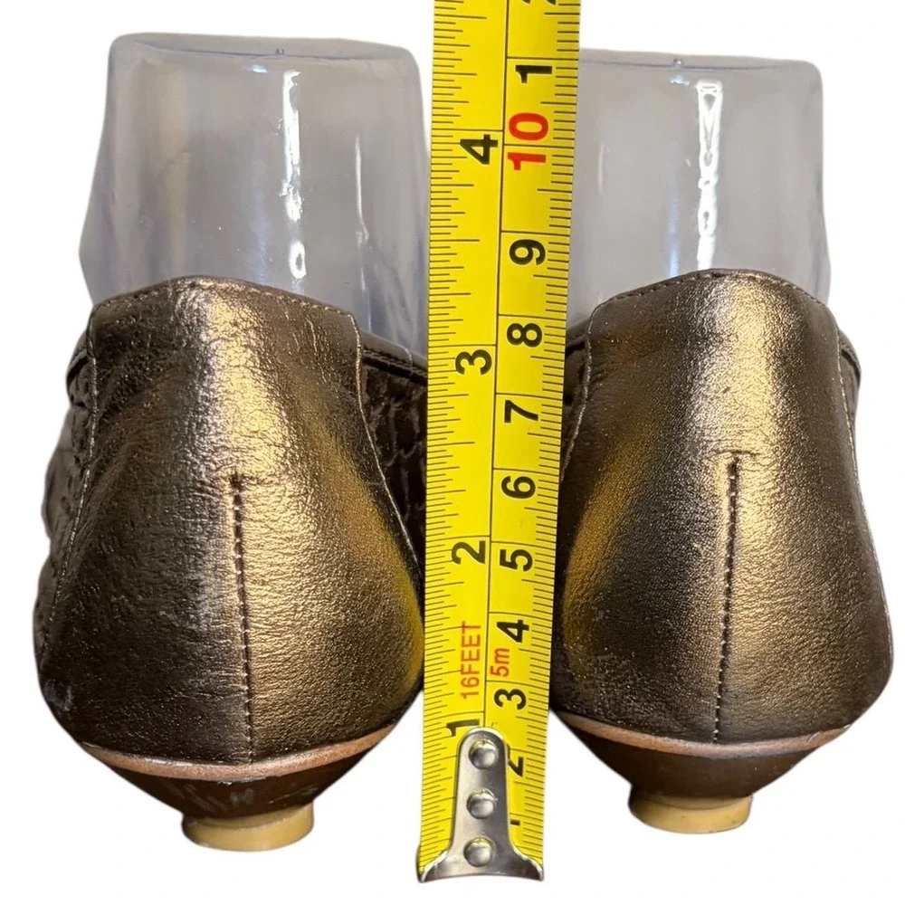 Jeffrey Campbell Bronze Metallic Kitten Heel Perforated Leather Women's Size 8.5 - Picture 4 of 6